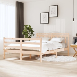 Estructura cama doble pequeña madera maciza 135x190 cm