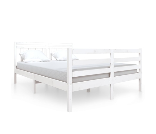 Estructura de cama doble de madera maciza blanco 135x190 cm