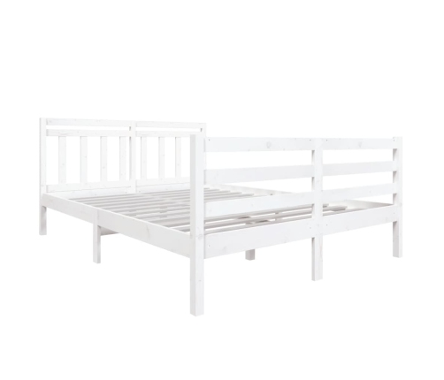 Estructura de cama doble de madera maciza blanco 135x190 cm