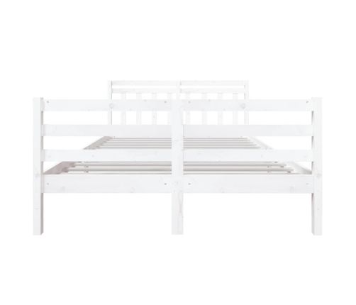 Estructura de cama doble de madera maciza blanco 135x190 cm