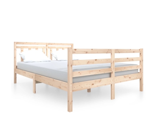 Estructura de cama madera maciza 140x190 cm