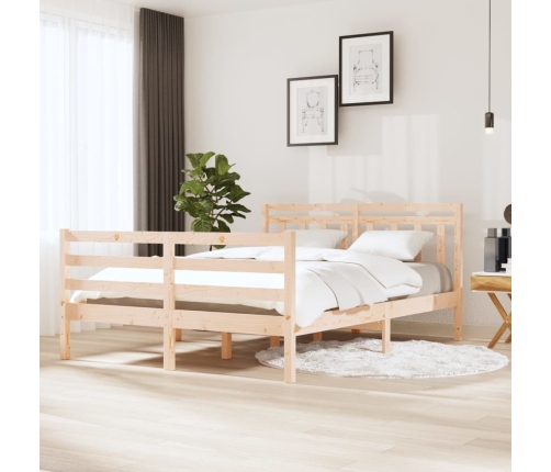 Estructura de cama madera maciza 140x190 cm