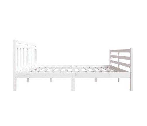 Estructura de cama de madera maciza blanca 140x190 cm