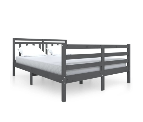 Estructura de cama de madera maciza gris 140x190 cm