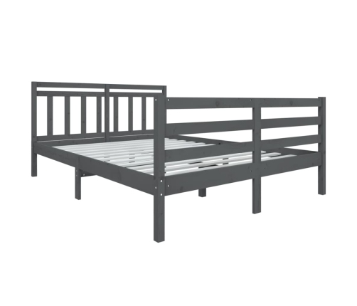 Estructura de cama de madera maciza gris 140x190 cm