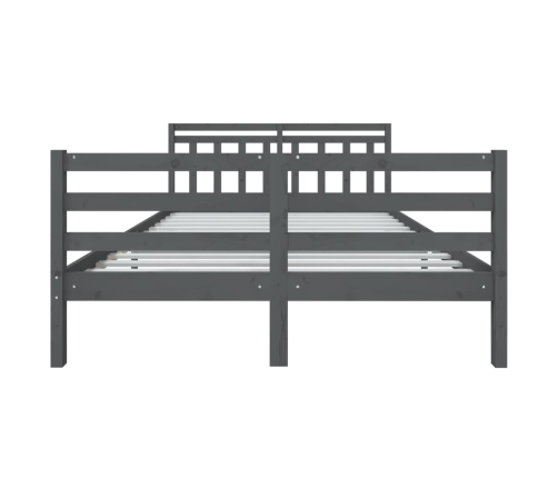 Estructura de cama de madera maciza gris 140x190 cm