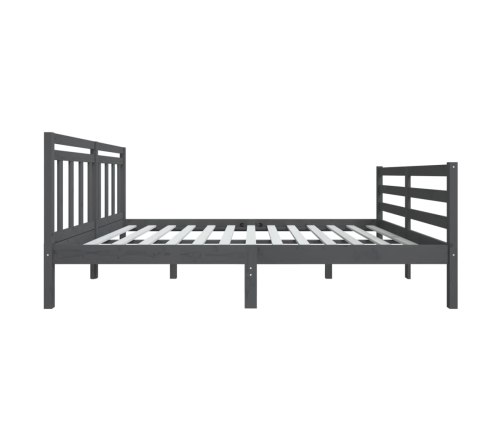 Estructura de cama de madera maciza gris 140x190 cm