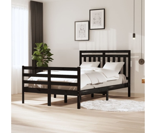 vidaXL Estructura de cama madera maciza negra 120x200 cm