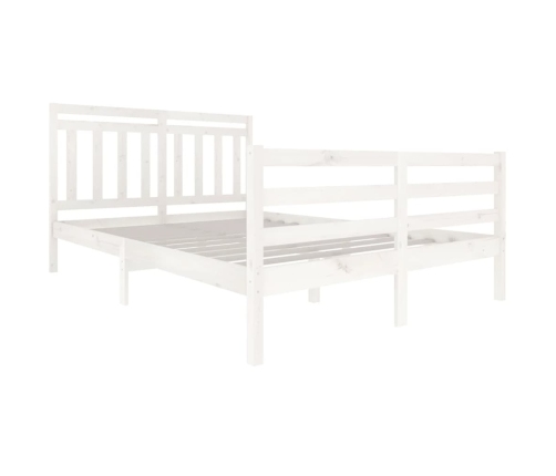 Estructura de cama de madera maciza blanca 140x200 cm