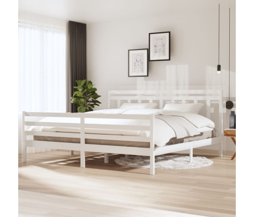 Estructura de cama madera maciza blanca 200x200 cm