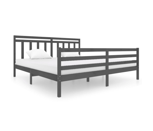 Estructura de cama de madera maciza gris 200x200 cm