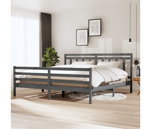 Estructura de cama de madera maciza gris 200x200 cm