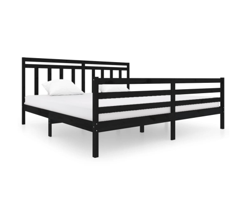 Estructura de cama de madera maciza negra 200x200 cm