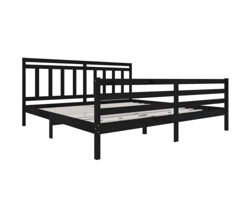 Estructura de cama de madera maciza negra 200x200 cm