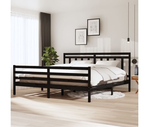 Estructura de cama de madera maciza negra 200x200 cm