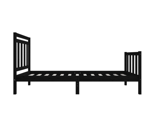 Estructura cama madera maciza individual negro 75x190 cm