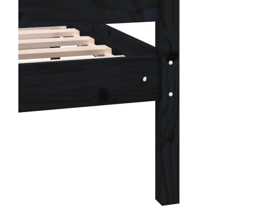 Estructura cama madera maciza individual negro 75x190 cm