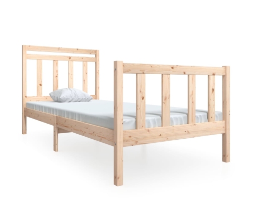 Estructura de cama individual de madera maciza 90x190 cm