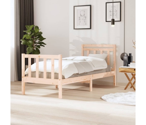 Estructura de cama individual de madera maciza 90x190 cm