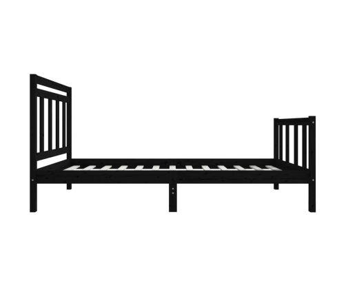 Estructura de cama individual de madera maciza negro 90x190 cm