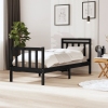 Estructura de cama individual de madera maciza negro 90x190 cm