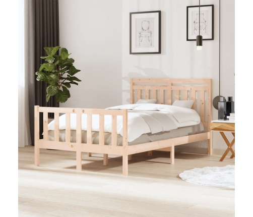 Estructura de cama doble pequeña de madera maciza 120x190 cm