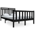 Estructura cama doble pequeña madera maciza negro 120x190 cm