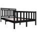 Estructura cama doble pequeña madera maciza negro 120x190 cm