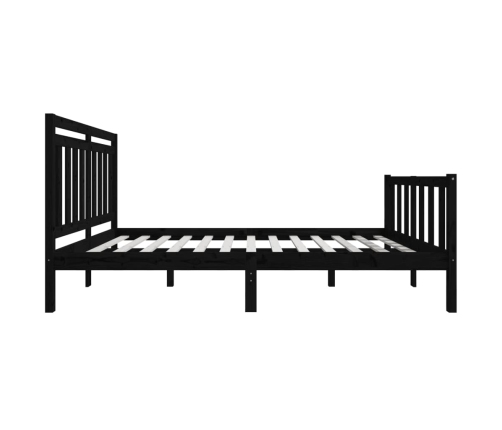 Estructura cama doble pequeña madera maciza negro 120x190 cm