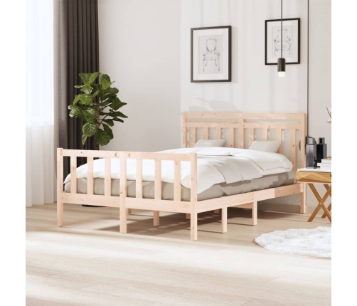 Estructura cama doble pequeña madera maciza 135x190 cm