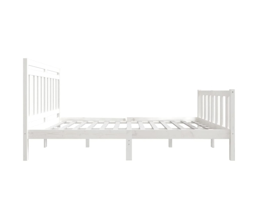 Estructura de cama doble de madera maciza blanco 135x190 cm