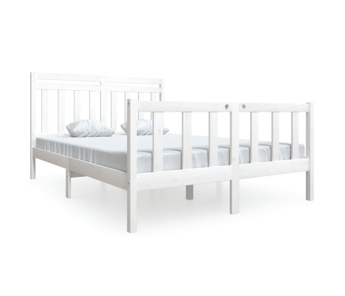 Estructura de cama de madera maciza blanca 140x190 cm