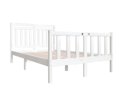 Estructura de cama de madera maciza blanca 140x190 cm