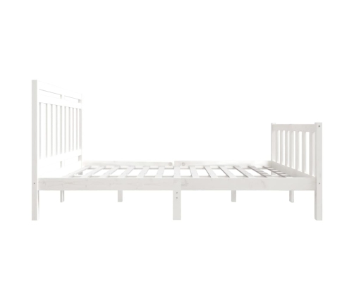 Estructura de cama de madera maciza blanca 140x190 cm