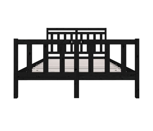 Estructura de cama de madera maciza negra 140x190 cm