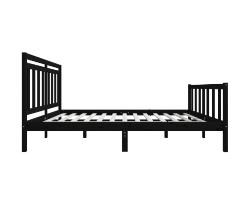 Estructura de cama de madera maciza negra 140x190 cm