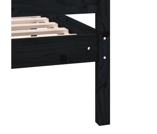 Estructura de cama de madera maciza negra 140x190 cm