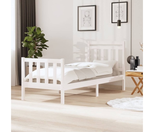 Estructura de cama madera maciza blanco 90x200 cm