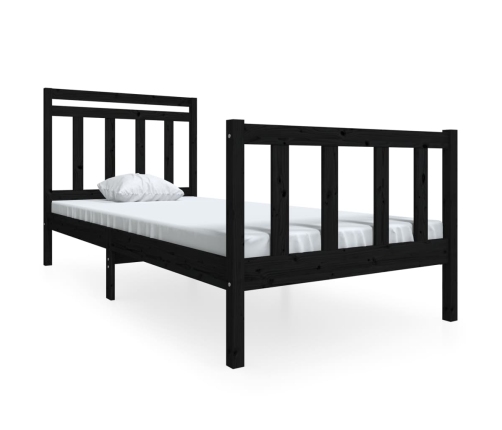 Estructura de cama de madera maciza negra 90x200 cm