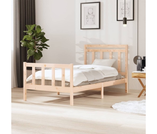 Estructura de cama madera maciza 100x200 cm