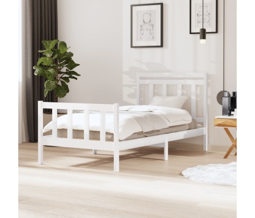 Estructura de cama madera maciza blanca 100x200 cm