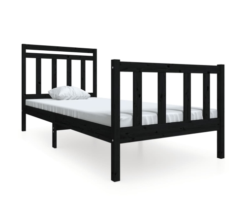 Estructura de cama madera maciza negra 100x200 cm