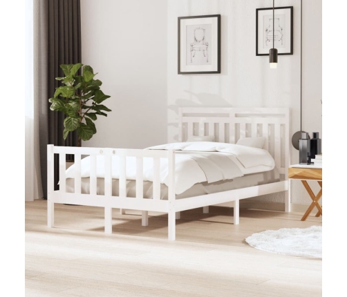 vidaXL Estructura de cama de madera maciza blanca 120x200 cm