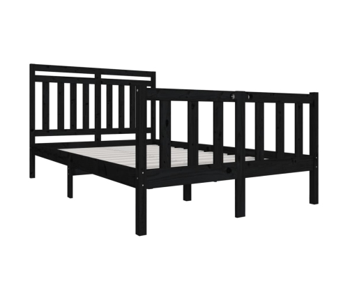 vidaXL Estructura de cama de madera maciza negro 140x200 cm