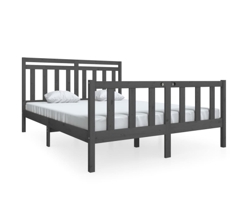 Estructura de cama de madera maciza gris 150x200 cm