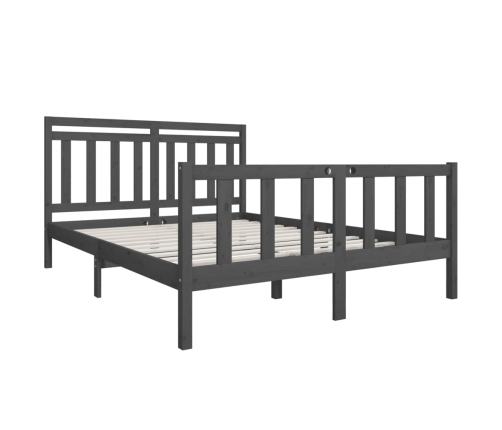 Estructura de cama de madera maciza gris 150x200 cm