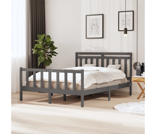 Estructura de cama de madera maciza gris 150x200 cm