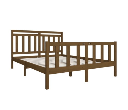 Estructura de cama de madera maciza marrón miel 150x200 cm