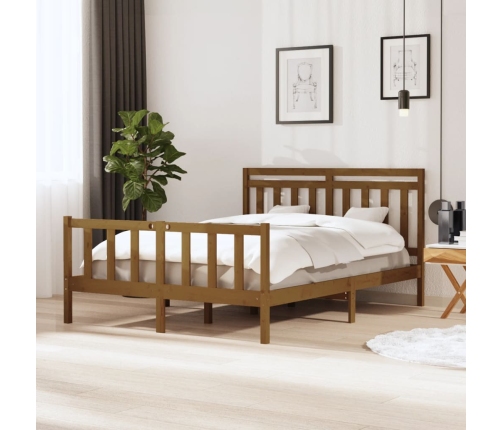 Estructura de cama de madera maciza marrón miel 150x200 cm