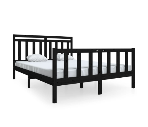 Estructura de cama de madera maciza negro 150x200 cm